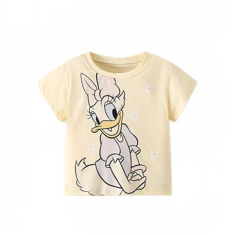 T-shirt à manches courtes pour enfant, vêtement décontracté avec impression de dessin animé rétro pour garçon et fille