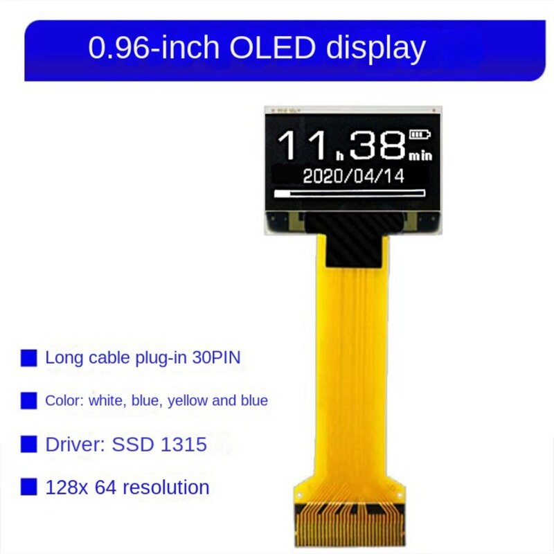 Papan layar OLED 0.96 inci kunci pintu pintar, papan layar OLED 128X64 putih baris panjang kabel tampilan LCD OLED 1315