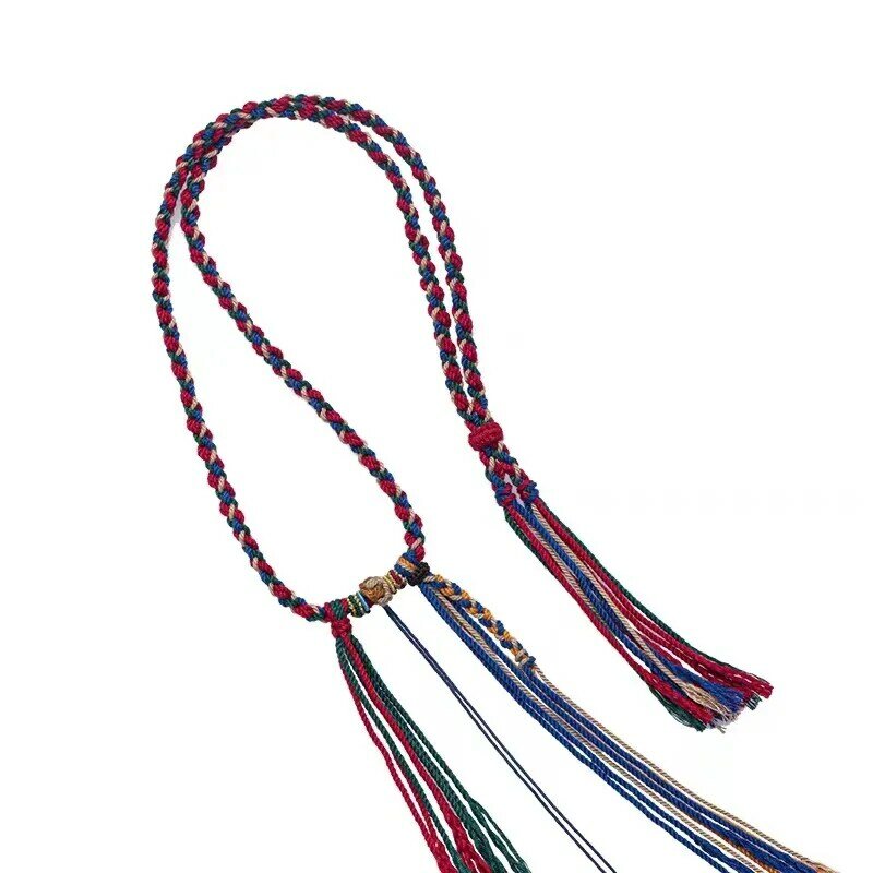 Collar de cuello de cuerda de algodón frotado a mano de estilo tibetano, cuerda Thangka tejida a mano con cordón, colgante de estilo étnico