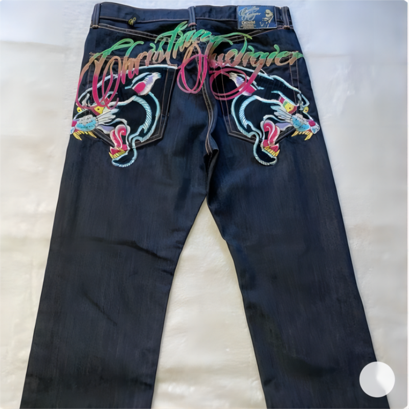 Jeans tigre rétro High Street pour hommes et femmes, pantalons longs droits, européens et jeunesse, hip-hop mince, sombre, y2k, 2024
