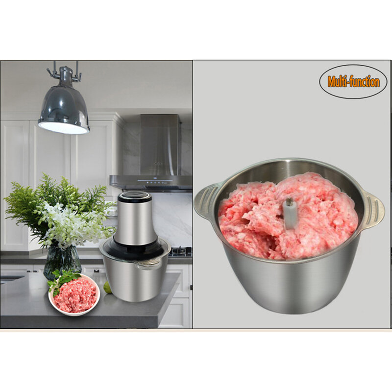 Penggiling daging elektrik portabel 800W, mangkuk cincang daging kuat untuk dapur rumah pemotong sayuran prosesor makanan