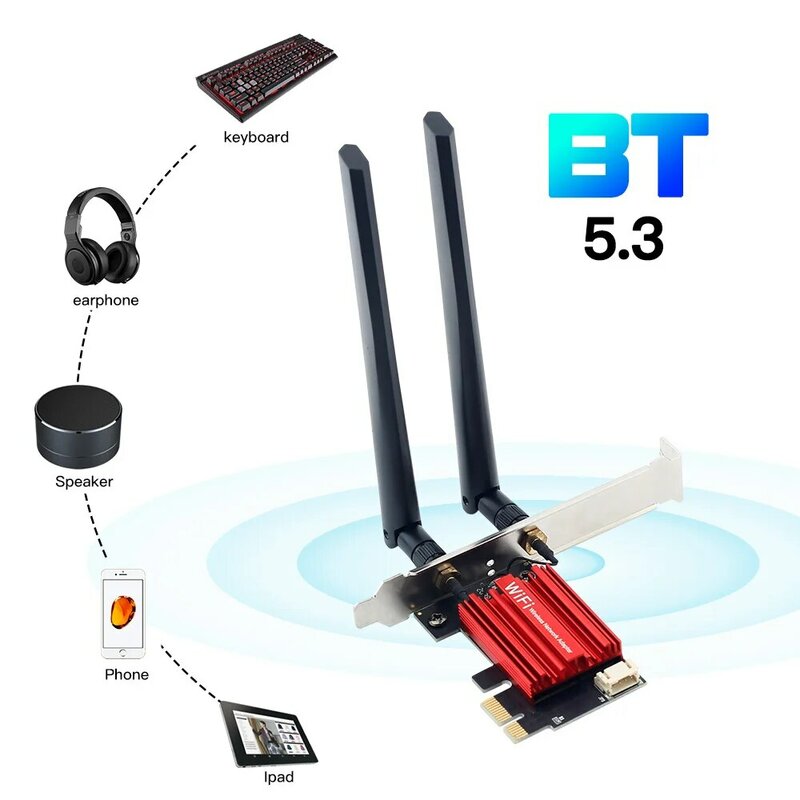 Fenvi Wifi 6e Ax210 Draadloze Pci-e Adapter Tri-Band 2.4G/5G/6Ghz Compatibel Bt 5.3 802.11ax Netwerk Wi-Fi Kaart Voor Pc Win 10/11