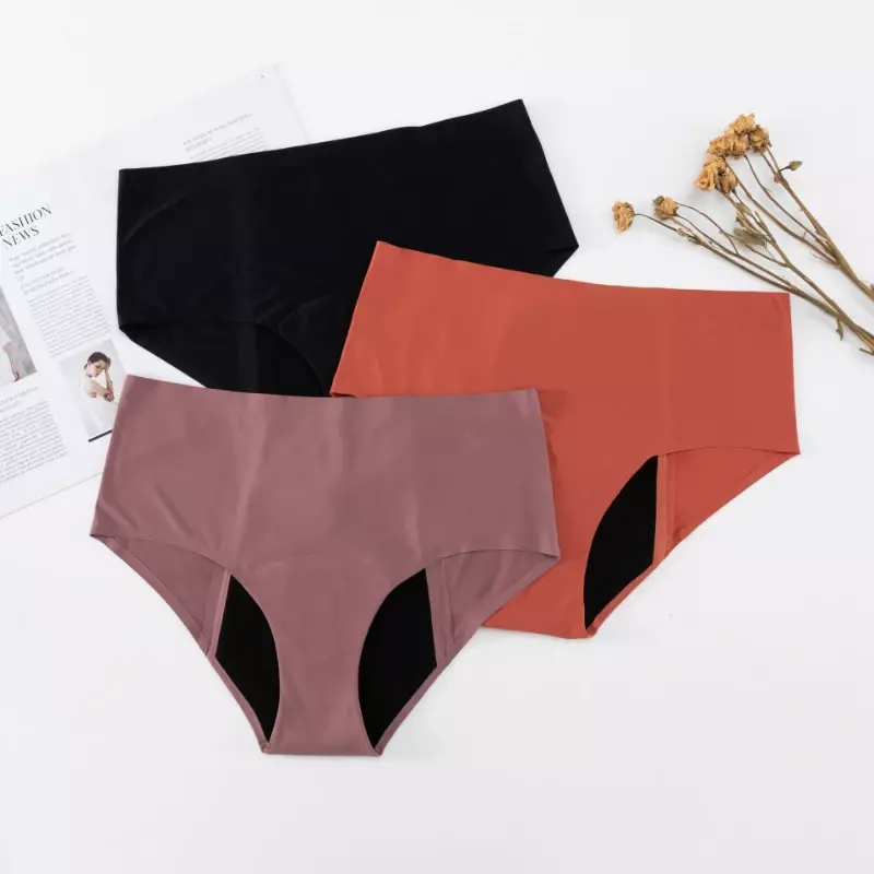 Celana dalam fisiologis wanita, tanpa tanda pinggang tinggi depan dan belakang hisap instan bocor periode menstruasi