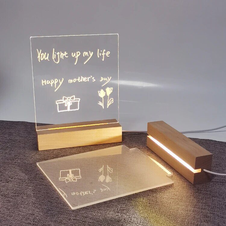 لوحة رسائل انبعاث الضوء من الأكريليك ، مصباح ليد ليلي ، قابل للمسح ، شفاف ، لوحة مذكرات