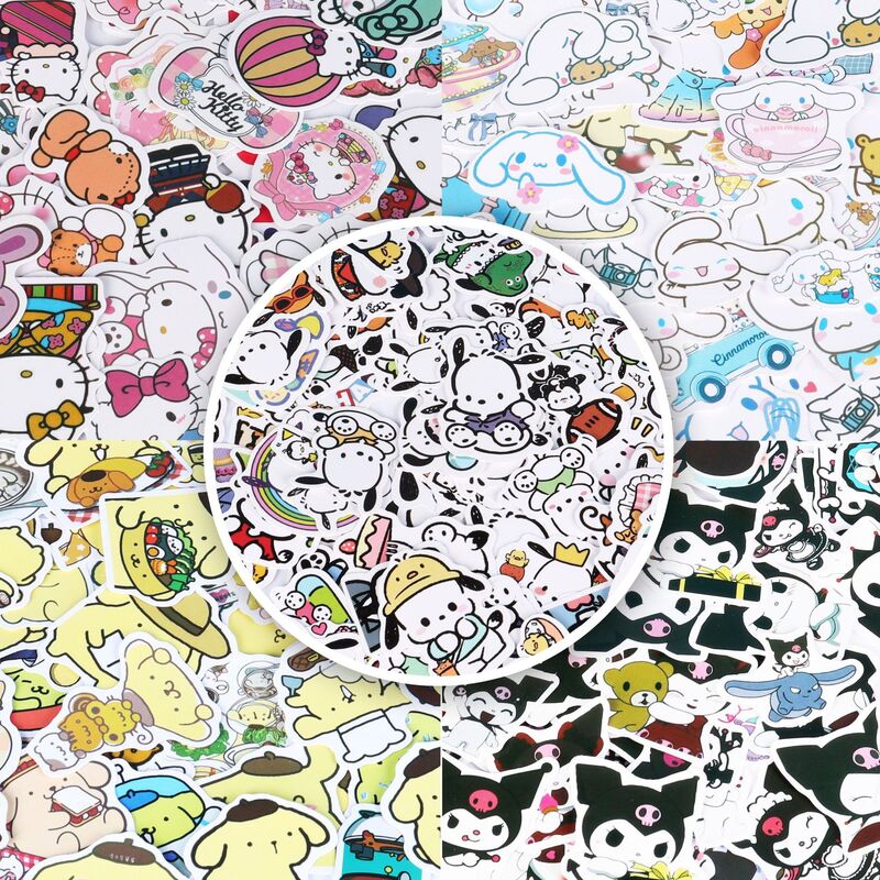 60 szt. Naklejki Sanrio Hello Kitty Kuromi Cinnamoroll Pochacco dla dzieci dziewczynki DIY Laptop telefon pamiętnik śliczne kreskówki Sanrio