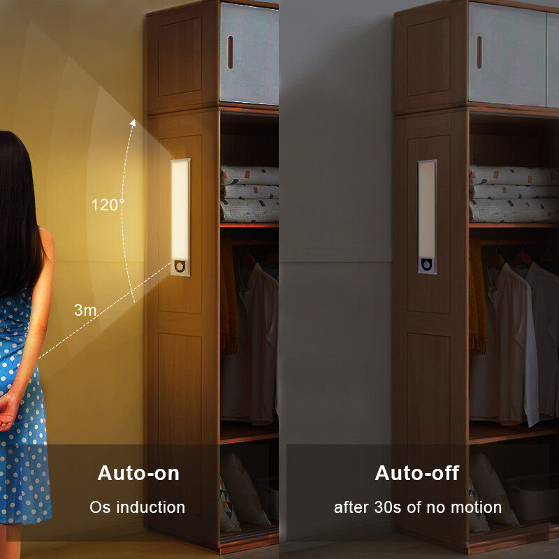 Ultra-Thin LED Light Motion Sensor Light USB Night Lights โคมไฟเหนี่ยวนำตู้เสื้อผ้าตู้เสื้อผ้าห้องครัว