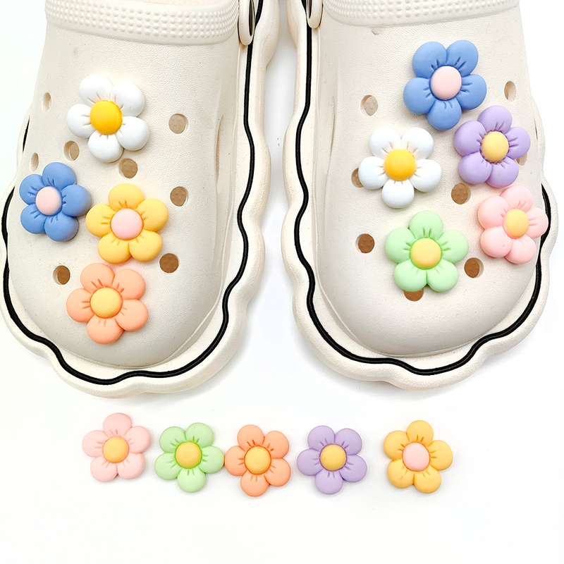1-14Pcs Petal Colorful Flower Shoe Charms Designer DIY Shoes Decaration For Garden Clogs Accessories Kids Women Girls Gifts