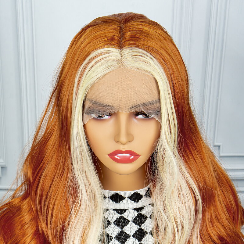 Peruca de onda corporal feminina, peruca com laço, peruca sintética, estilo de cabelo diário, tendência popular, moda