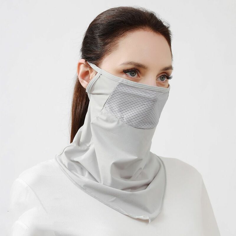 Solid Color Ice Silk Mask UV Protection Summer Face Scarves Face Cover Sun Proof Bib Neck Wrap Cover Neck Wrap Cover Men