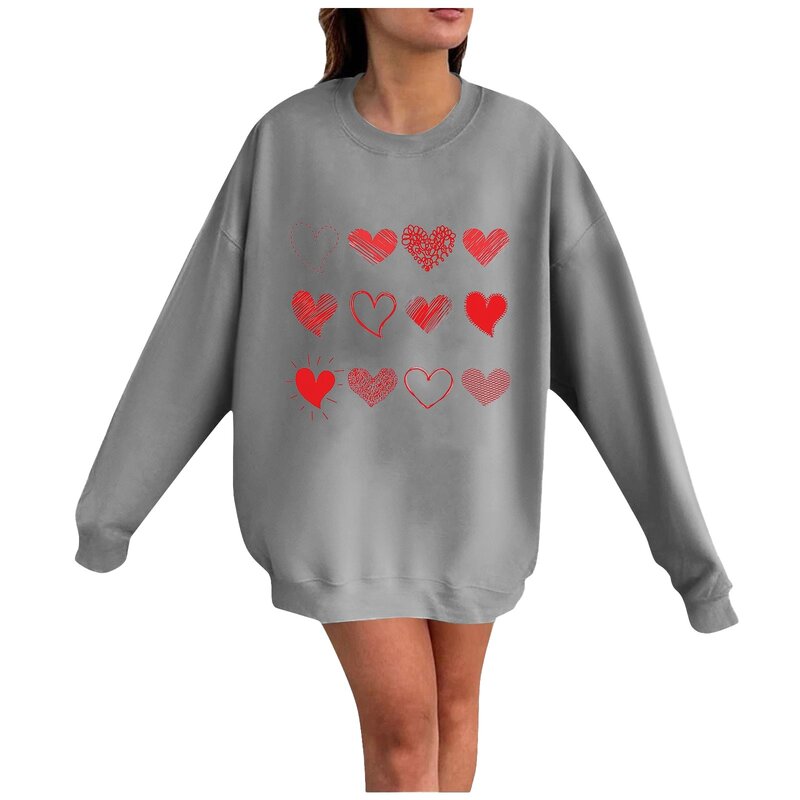 Hoodies Women Unique New Women Pullovers Elegant O-Neck Long Sleeves Valentine'S Day Printed Women Sweatshirts Clothes For Women