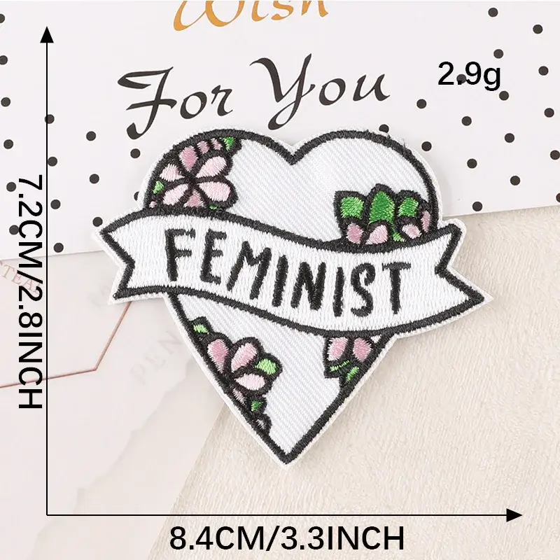 2024 baru bordir Patch DIY feminisme hati huruf stiker perekat lencana lencana besi pada Patch kain tas aksesoris kain