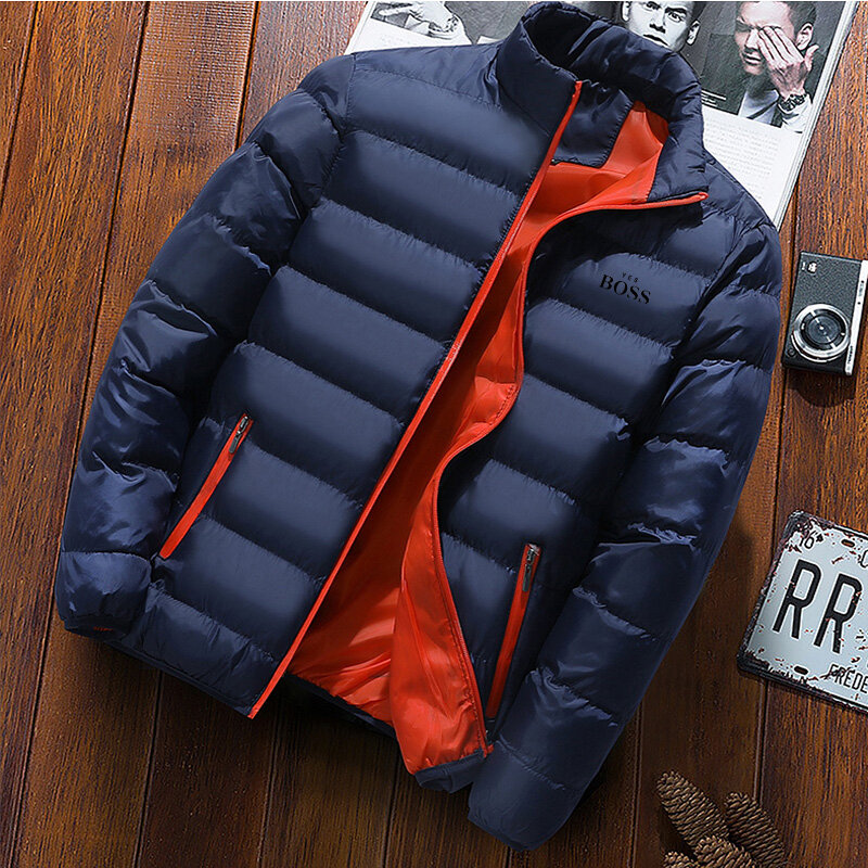 Men's cotton down jacket, warm leather coat, oversized, trendy, autumn, winter