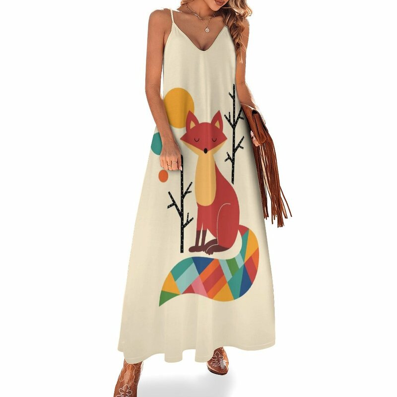 女性のためのレインボーパターンのノースリーブドレス,古着,夏,2023
