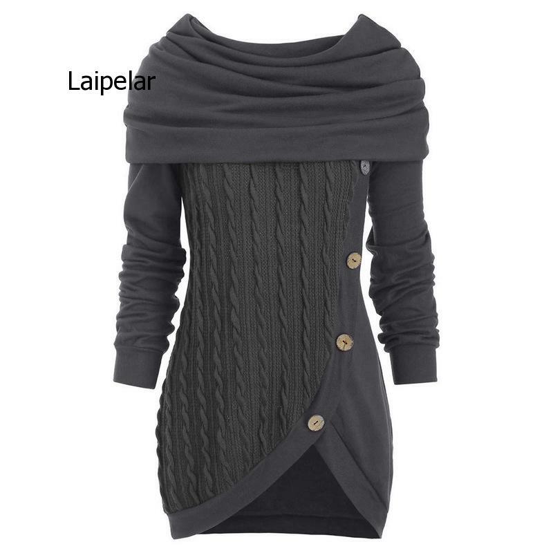 Women Spring Autumn Sweater Multiple Functional Winter Scarf Collar Knitted Patchwork Girls Sweaters Best Gift Plus Size