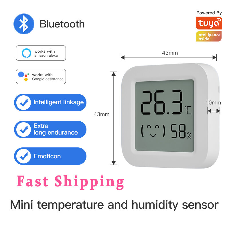 Tuya WIFI inteligentny domowy czujnik temperatury i wilgotności z ekranem LCD współpracuje z Alexa asystent Google inteligentną temperaturą wilgotności