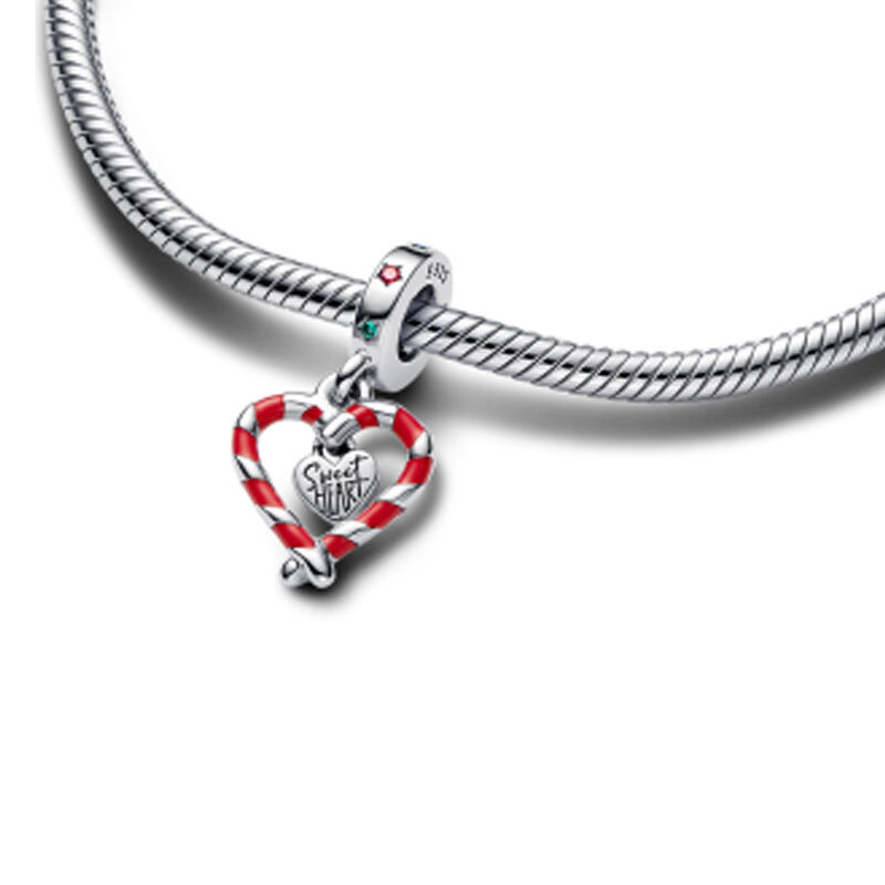 Breloques pendantes en argent regardé 925 pour femme, série rouge, pomme de Noël, perles plaquées, convient au bracelet coeur original, bijoux cadeaux