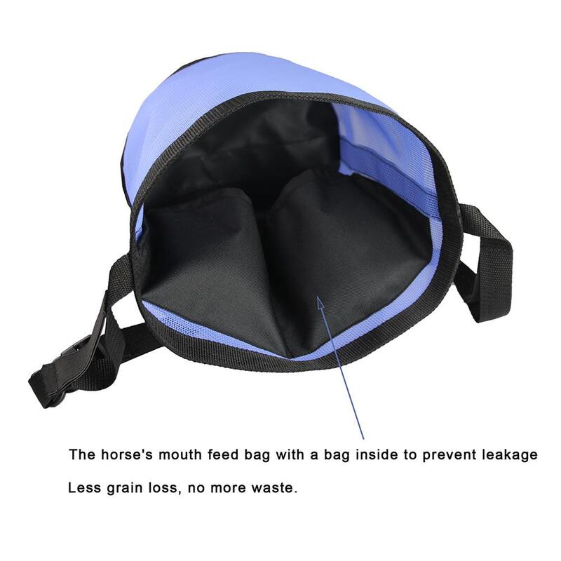 Horse Feed Bag Comfort Breathable Mesh Feed Bucket Heavy Duty Feed Rite Bag With Adjustable Strap Feed Bag 9.44 x 9.64in