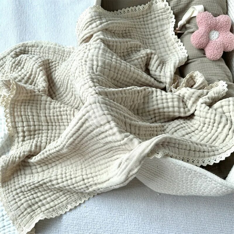 Одеяло для новорожденных, муслиновая пеленка 6 слоев, мягкое банное полотенце для младенцев, детская кроватка, коляска, одеяло для приема