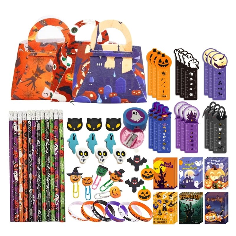Conjunto de presentes de papelaria para Halloween, doces ou travessuras, enchimentos de sacolas para aula, dropship