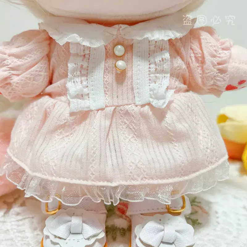 Vestido de princesa para o bebê, 20cm, de algodão, com arco, trocador, sem design