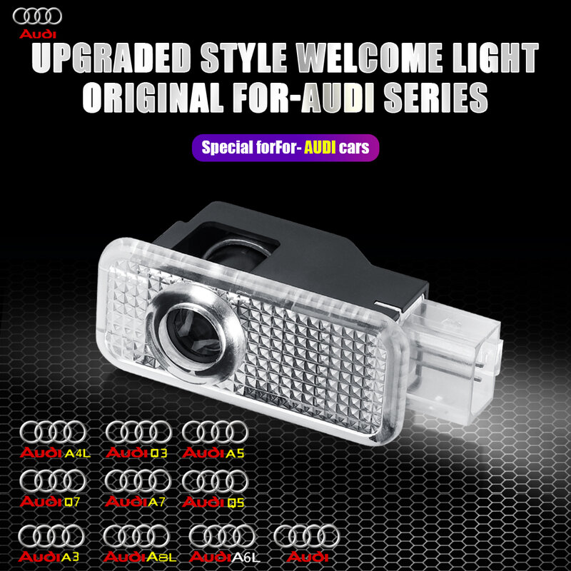 LED Car Door Logo Bem-vindo Luz, Projetor Laser, Lâmpada para Audi Sline S3 S4 S5 S6 S7 RS Quattro Q7 Q5 Q3 A4 B8 8 8P A3 A6 C7 A5 A6L
