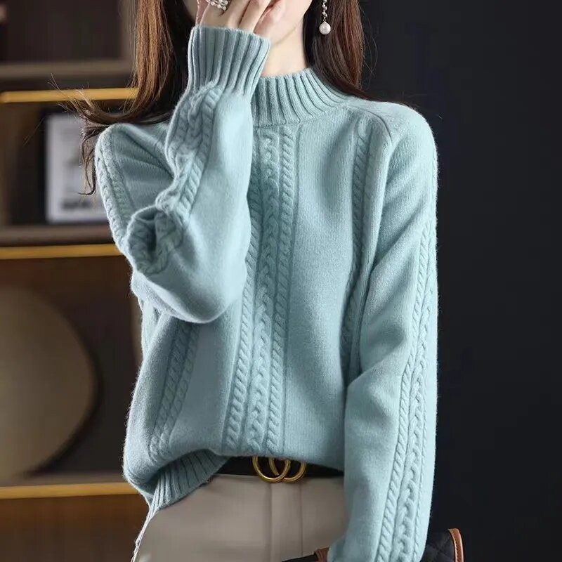 Свитер с высоким воротом, Женский пуловер на осень и зиму, новинка, трикотажный женский теплый эластичный мягкий шерстяной пуловер, свитеры