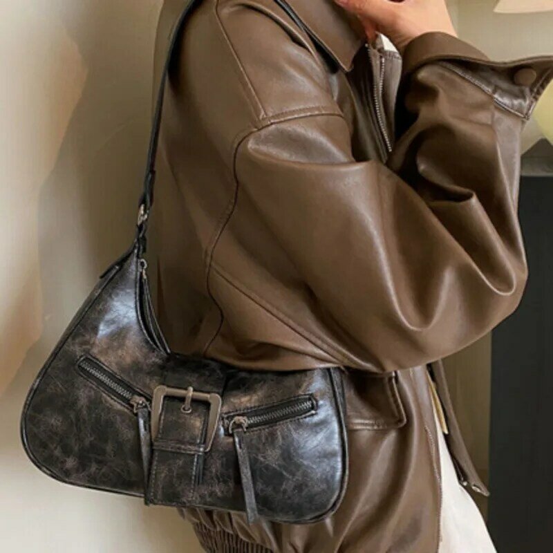 Bolsa feminina de axilas de um ombro, bolsa Crescent, mensageiro de alta qualidade, luxo versátil, tiracolo retrô, elegante