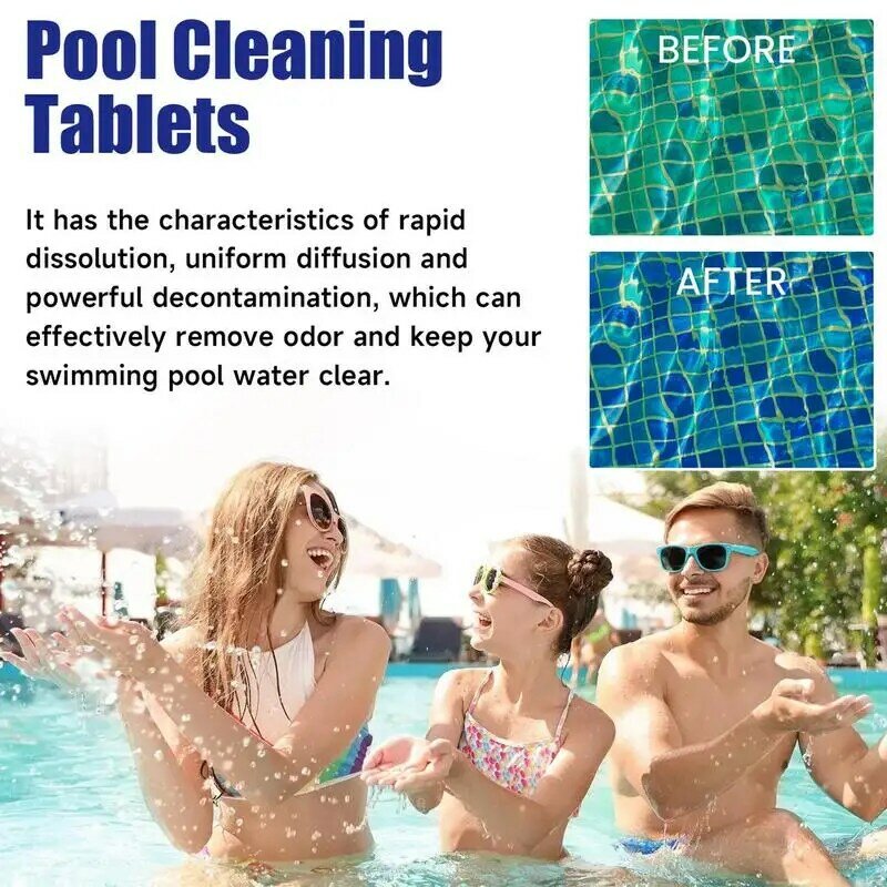 Tablet Effervescent kolam renang penghilang bau panas, tablet Eliminator peran cepat meningkatkan kualitas air kolam renang menghilangkan pembersih