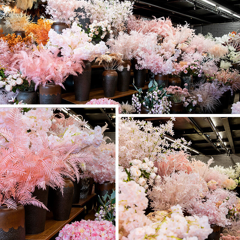 الزهور الاصطناعية الورود الحرير الزفاف المنزل الخريف الديكور عالية الجودة باقة كبيرة فاخرة تشكيلة بها بنفسك تشكيلة زهور السائبة الوردي