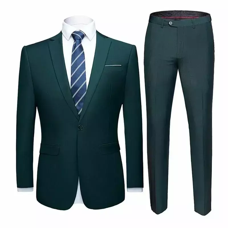 Пиджак и брюки, комплект из 2 предметов, модная новинка 2023, мужское повседневное эксклюзивное деловое платье, свадебный костюм для жениха, пиджак, брюки