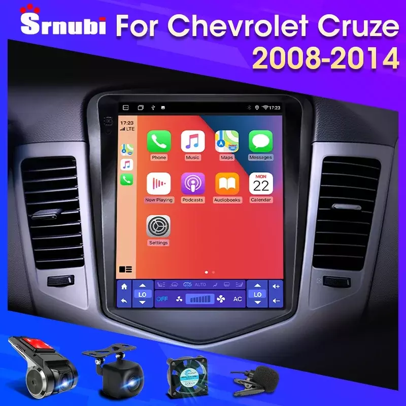เครื่องเล่นวิดีโอมัลติมีเดียสำหรับ Chevrolet Cruze 2008-2014 CarPlay แอนดรอยด์12นิ้วลำโพงวิทยุเครื่องเสียง2DIN