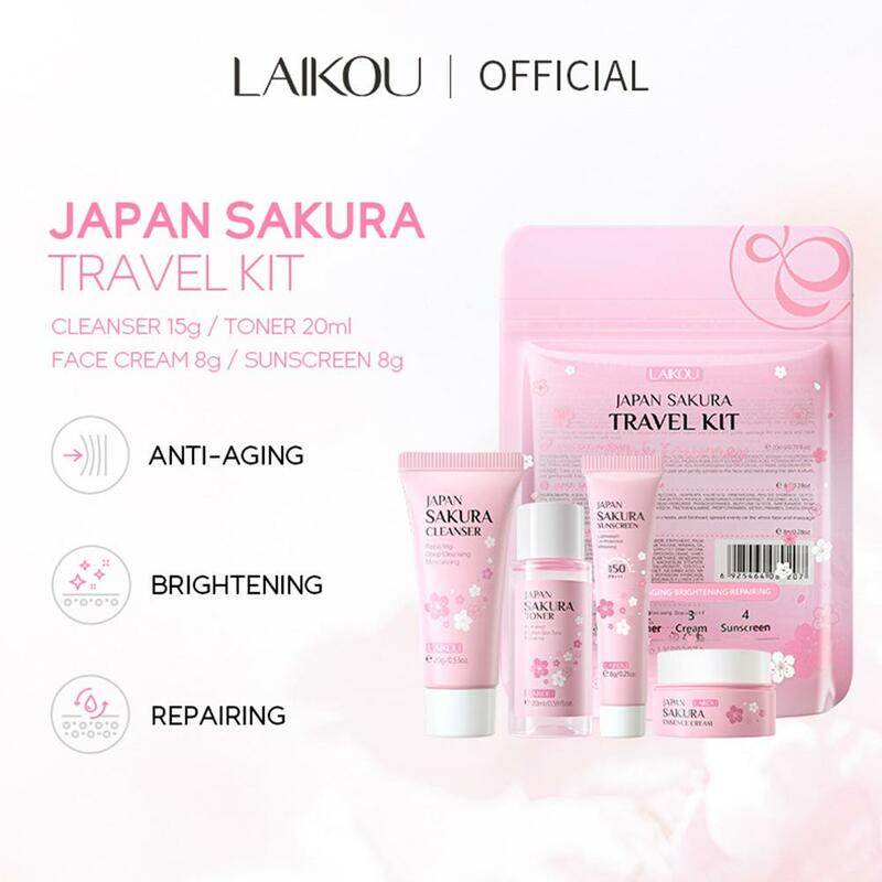 4pcs Laikou Skin Care Set Cleanser Toner Face Cream Anti Whitening Nourishing Sunscreen Aging Cosmetics P2g9