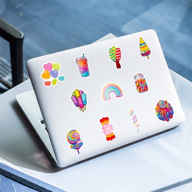 10/30/50 buah lucu permen pelangi warna-warni dekorasi buku tempel stiker PVC estetika Korea alat tulis sekolah perlengkapan untuk anak-anak