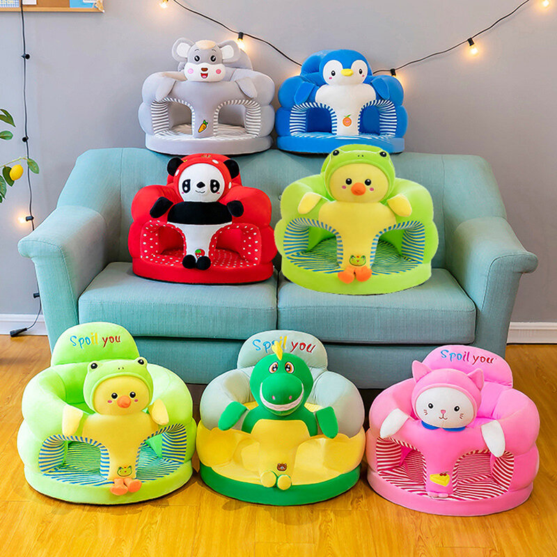 Funda de sofá de asiento sentado de aprendizaje para bebé, funda de dibujos animados, silla de apoyo de felpa, juguetes (¡funda de silla sentada no llena de algodón!), 1PC