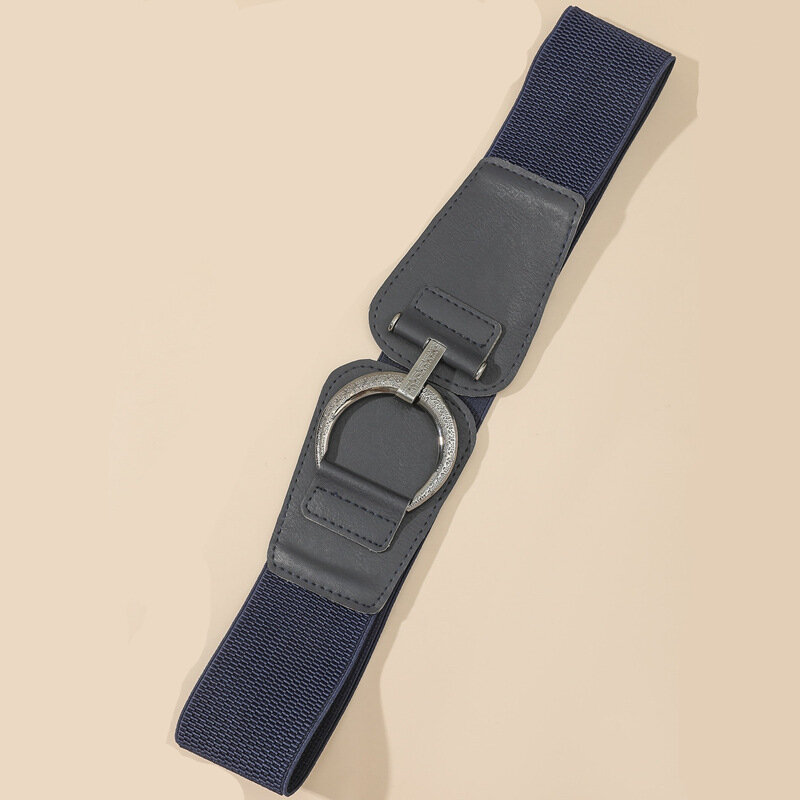 ZLY-cinturilla elástica de cuero PU para mujer, banda ajustable de 68CM con hebilla de Metal redonda, estilo de abrigo, 2024