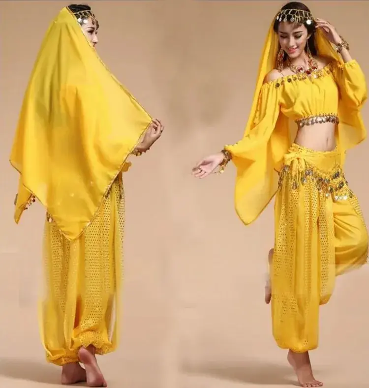 Trajes de danza del vientre orientales para mujer, trajes de danza del vientre, práctica de baile, diseño Sexy, 4 unids/set, 2023
