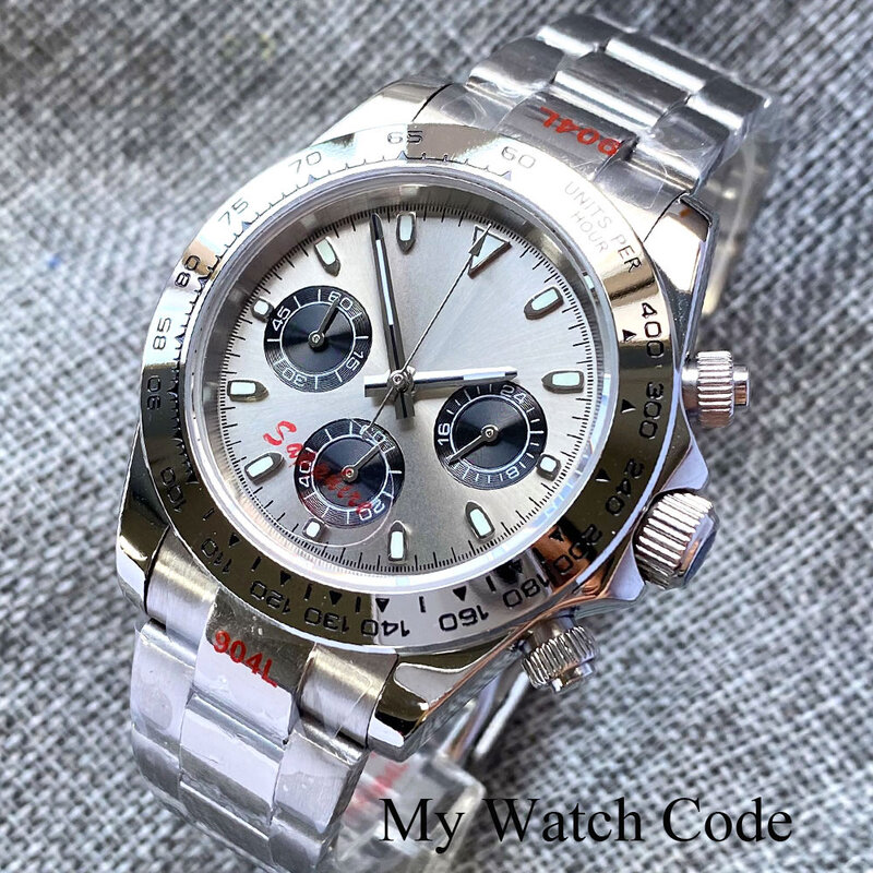 Speed Rose Gold Chronograph VK63 Staal Quartz Horloge Voor Mannen U-Eye Wijzerplaat 904L Armband Aanpassen Logo Klok Sport uurwerk