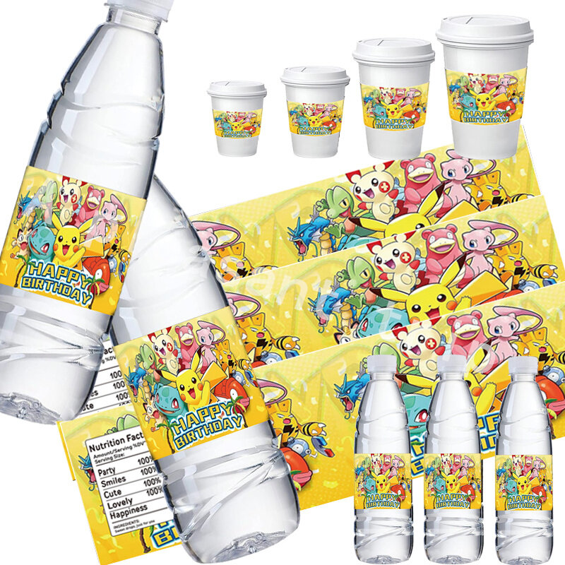 20 stücke Pokemon Aufkleber Pikachu Wasser flasche Aufkleber Party begünstigt Sonnenschutz und wasserdichte Geburtstags dekoration Baby party ﻿