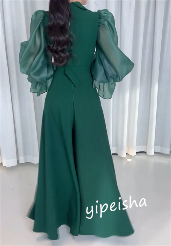 Бальное платье, вечернее платье для выпускного, трикотажное платье с оборками, женское ТРАПЕЦИЕВИДНОЕ ПЛАТЬЕ средней длины с V-образным вырезом, для особых случаев, Саудовская Аравия