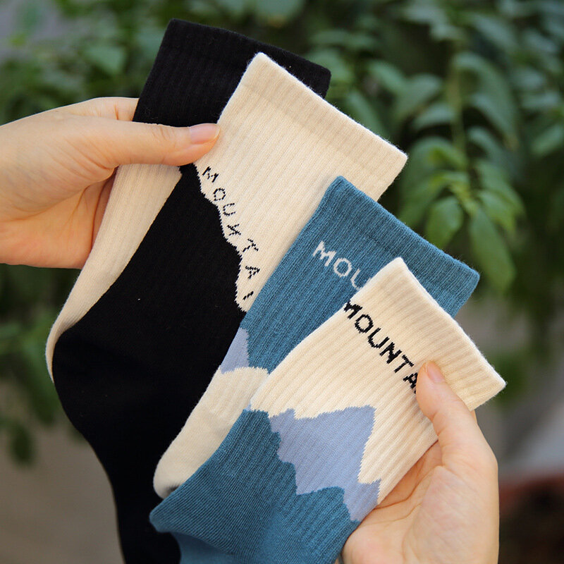 Calcetines de algodón con estampado asimétrico para Hombre, calcetín transpirable estilo Hip Hop, Harajuku, A/B