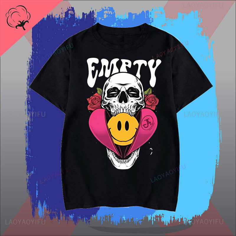 Уличный хлопковый топ с принтом черепа в стиле хип-хоп, одежда, креативная Повседневная Уличная футболка с коротким рукавом и принтом культуры для мужчин и женщин, одежда