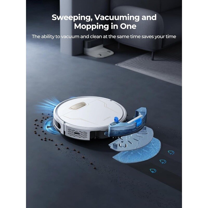 Laresar Robot Vacuums and Mop Combo, 4000Pa Strong Suction, Robotic Vacuum Cleaner with Auto Carpet Boost, 32L x 32W x 7.8H