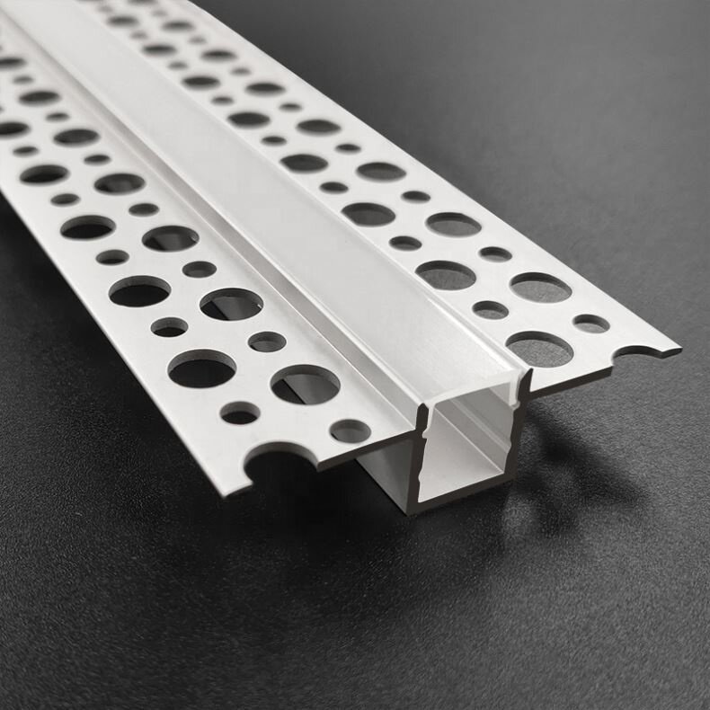 Papan plester profil aluminium gipsum penutup putih profil LED untuk Strip Linear LED //