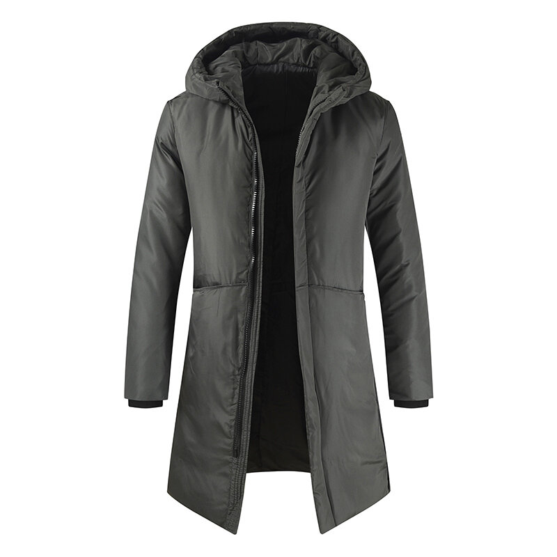 Winter 2022 New Men's Hooded and Thickened Mid-length Puffer Jacket