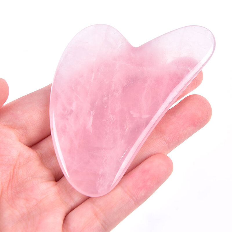 1 pçs rosa de quartzo jade natural face jade guasha placa pedra natural raspador ferramentas para rosto pescoço volta terapia pressão do corpo