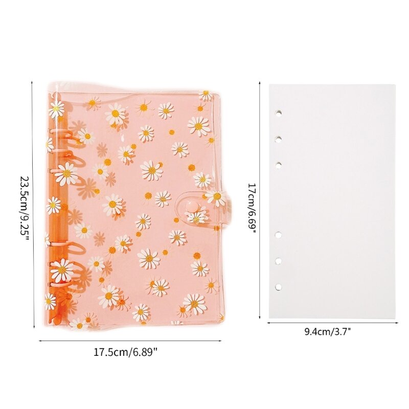 Y1UB Daisys A 5 Binder Cover 10 Pcs/Pack 6-ring Clear Zipper Pocket for A 5 Binder