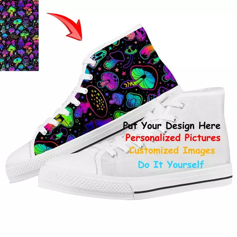 Custom Shoes Customized DIY Men Vulcanized Sneakers High Top Canvas Shoes Classic Brand Design Men Flats Shoes Lace Up Footwear