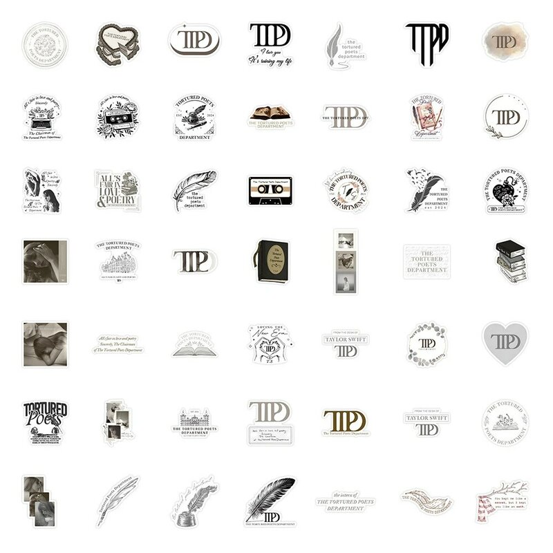 TTPD Album 10/30/50 buah, stiker penghisap cahaya penyanyi panas Taylor Swift stiker musik rakyat DIY alat tulis buku harian