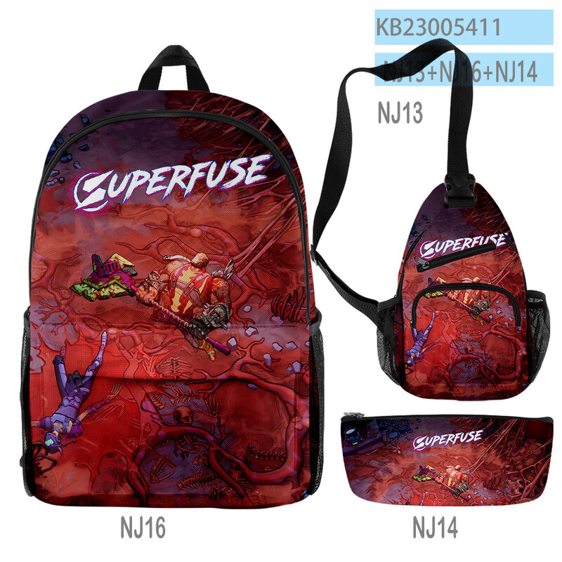 Supermuse-mochilas de juego ARPG Unisex, Juego de 3 piezas con cremallera, bolsa de viaje, 2023 nuevos juegos, bolsa escolar para estudiantes