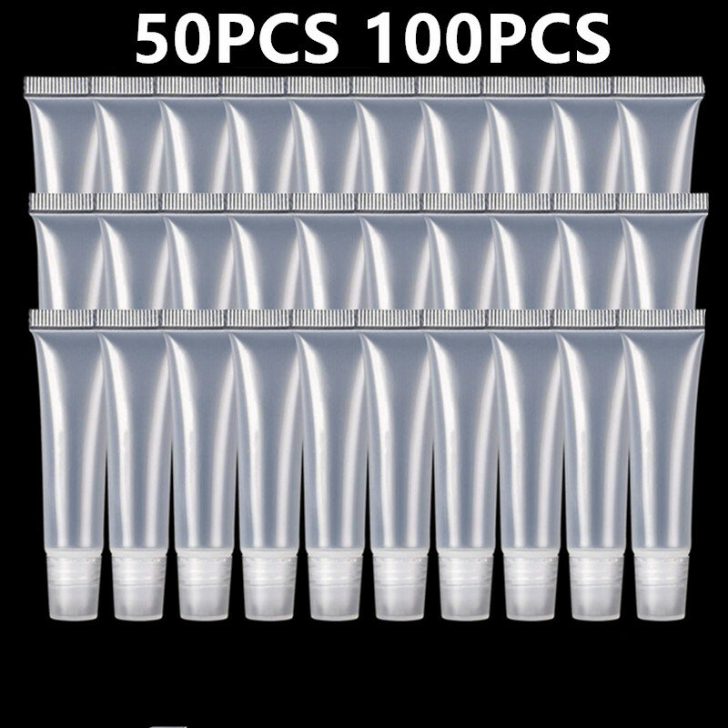 50/100Pcs 5Ml 10Ml 15Ml Lege Lipgloss Buizen Lippenstift Buis Lippenbalsem Zachte Buis make-Up Squeeze Clear Lipgloss Buis Container 2 #